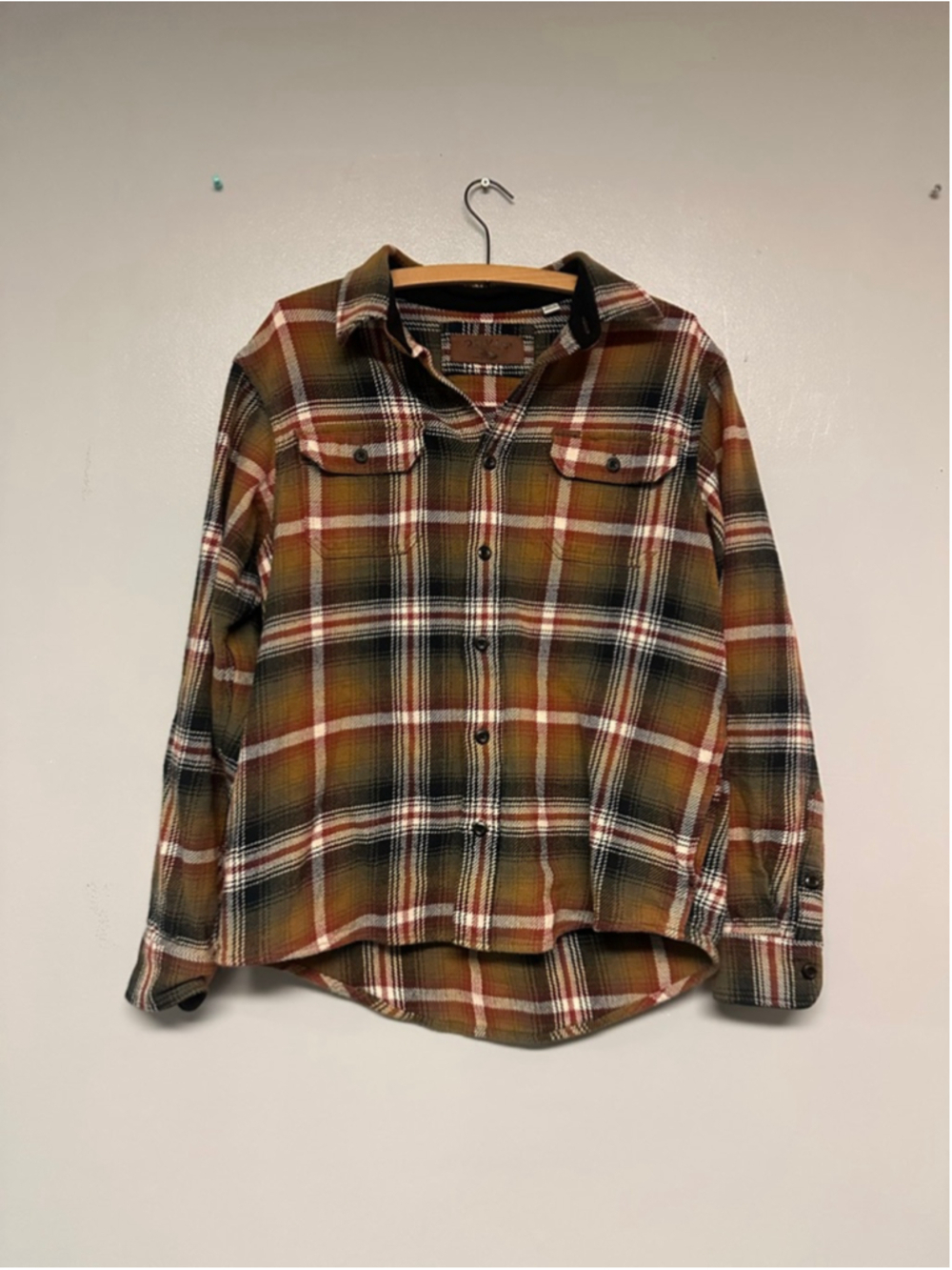 Men's ORVIS big bear heavy weight flannel plaid Button Down Shirt size Medium